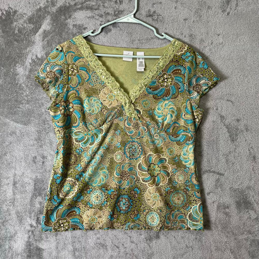 Vintage Y2K Fairy Boho Two Piece Set Floral Paisley Cottagecore Babydoll Lace XL - Picture 2 of 8